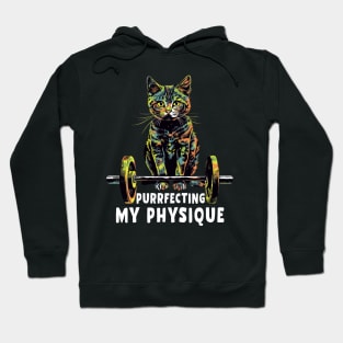 Gym, Workout or Fitness Gift Funny Cat in a Gym Hoodie